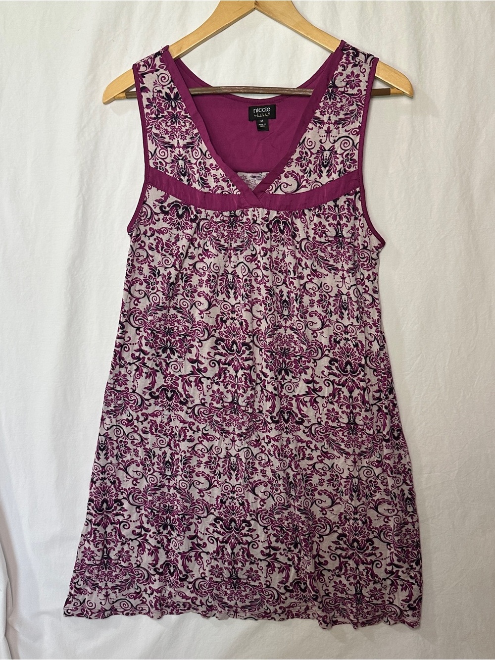 Nicole Miller Magenta & White Printed Sleeveless Dress
